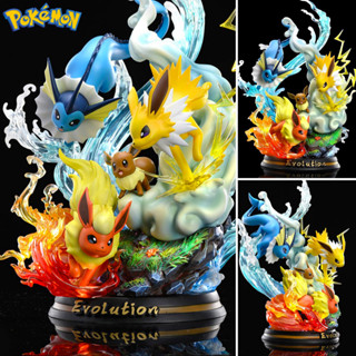 ฟิกเกอร์ MFC Studio Pokemon Evolution Eevee โปเกมอน Vaporeon Jolteon Flareon วาโปเรียน โจลตัน แฟลเรียน Resin Statue LED