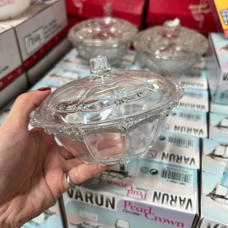 ชามแก้วฝาปิดขนาด 5 นิ้ว สินค้าพร้อมส่งในไทย