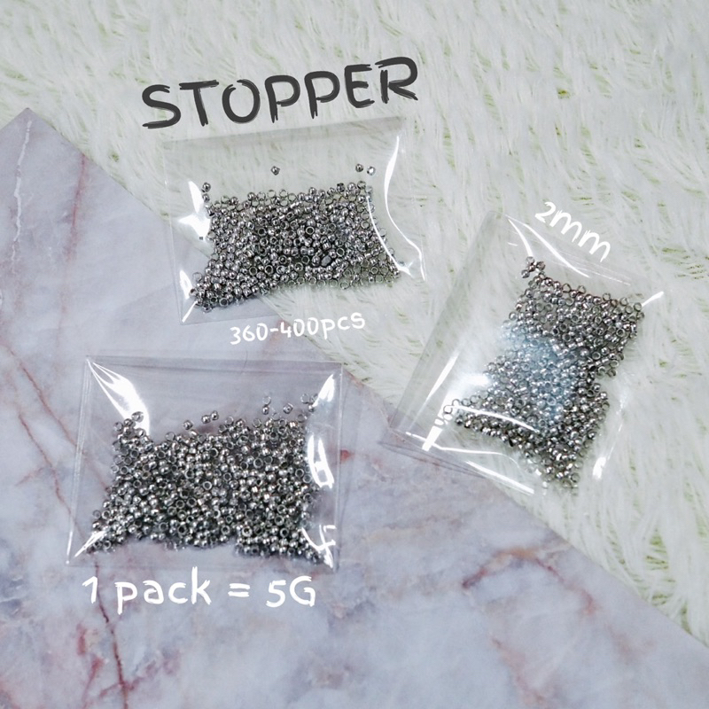 สต๊อปเปอร์ 2มิล 5กรัม (360-400ชิ้น) stopper เม็ดบีบ ตัวปิดปม