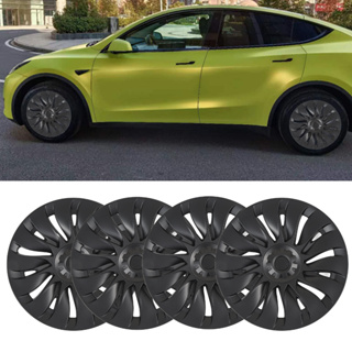 4 pcs Matte Black Symmetrical Car Hub Caps สำหรับล้อ Tesla รุ่น Y 19 นิ้ว