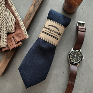 เนคไทสีน้ำเงินเข้ม Necktie Dark Navy Texture