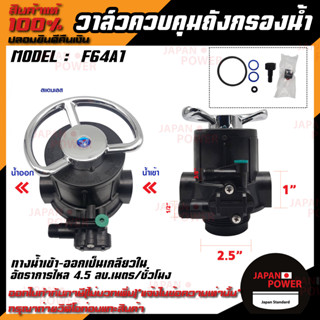 หัววาล์ว Manual Valve หัวควบคุมเรซิน ถังกรองไฟเบอร์ Muliiport valve F64A1 พร้อมสแตนเนอร์บน หัววาล์ว