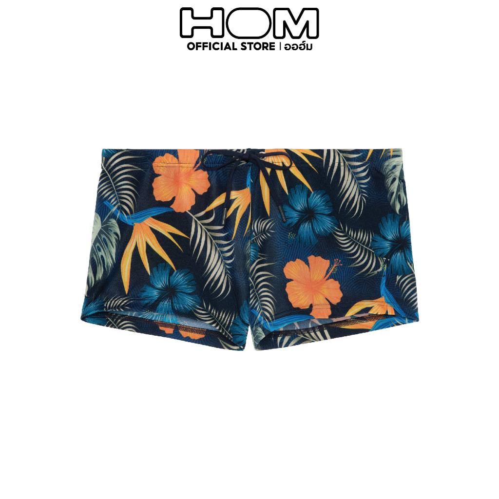 HOM (ออฮ์ม)  รุ่น 402552-P0RA กางเกงว่ายน้ำชายShorts Polyamide ทรงเต็มตัวขาสั้น ปลายขาไม่ม้วน แห้งไว