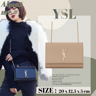 แซงต์โลรองต์  YSL Saint Laurent Small KATE Bag in Grain Embossed Leather/ผู้หญิง/กระเป๋าสะพายไหล่/กระเป๋าสะพายข้าง/กระเป