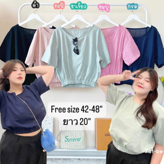 เสื้อครอปคอกลม สไตล์มินิมอล อก 42-48 ไซต์ใหญ่