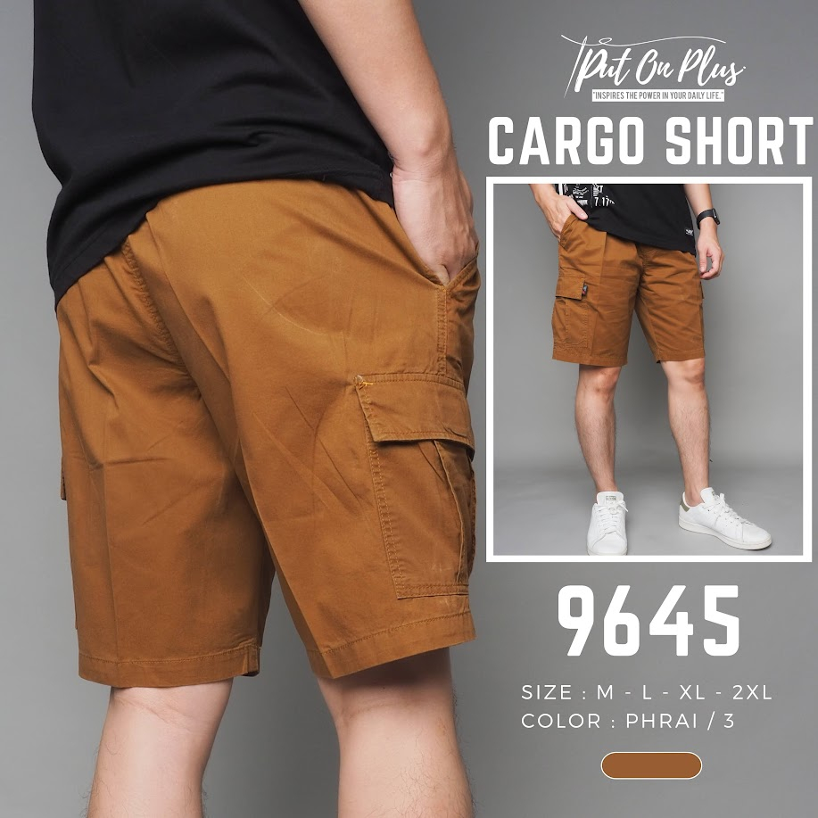 ⚡GW⚡9645 กางเกงขาสั้น ผู้ชาย เอวยืด คาโก้ ผ้าคอตต้อน สีพื้น ยาว 19.5 นิ้ว ไซส์ 30-40 Goodwin Brand - รูปที่ 5