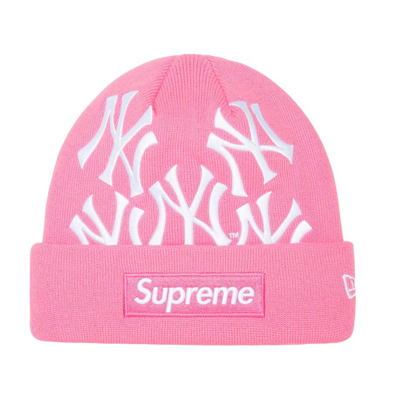 ใหม่พร้อมส่ง ของแท้ หมวกบีนนี่ Beanie Supreme x New Era Box Logo Pink
