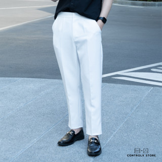 กางเกงสแลคขาเต่อ กระบอกเล็ก สไตล์เกาหลี KOREAN RELAXED PLEAT PANTS รุ่น BOY ผ้าดีมาก