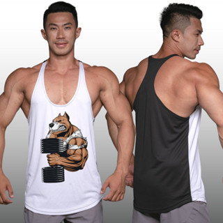 PITBULL เสื้อกล้ามเพาะกายทรงคลาสสิค Bodybuilding Dry Fit Gym Tank Top