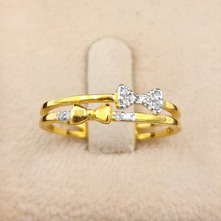 🔥SK Jewelry 💍แหวนเพชรโบว์คู่น่ารัก 🎀🎀 💎 ทองแท้ 9K (37.50%) 🔥 มีสินค้าพร้อมส่ง 🚛 🗃 SK-R0050
