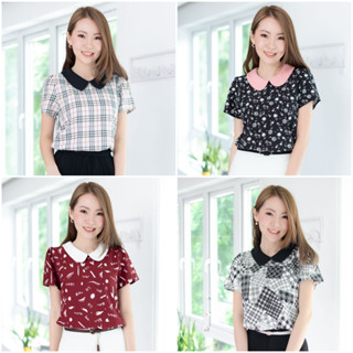 NEW❣️Narinari : MT0101 Peter Pan Collar Blouse เสื้อทำงานปกบัว (ใช้โค้ด NARISP9 ลดทันที 65.- เมื่อช็อปครบ 500.-)