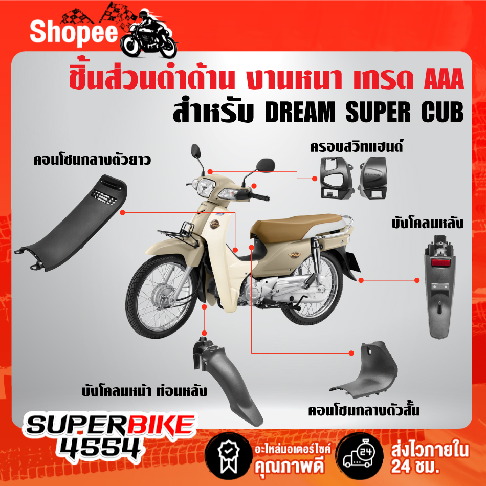 ชิ้นส่วนดำด้าน สำหรับ DREAM110i,DREAM ตาเหลี่ยม เท่านั้น ชุดดำด้านดรีม110i งานหนา เกรด AAAA อย่างดี เลือกในตัวเลือก