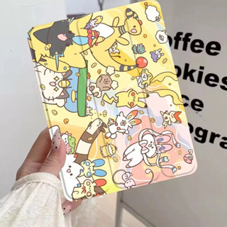 For เคสไอแพด gen10 ลายการ์ตูน gen9 gen8 gen7 10.2 เคส Air4/5 10.9 case ipad gen5/6 Air 1 9.7พร้อมช่องเสียบปากกาฝาหลัง ใส