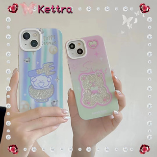 💜Kettra💜ป้องกันการหล่น ขอบเต็ม iPhone 11 14 pro max การ์ตูน ลูกสุนัข รุ่นคู่ สีชมพู สีฟ้า หวานสวย case for iPhone 12 13