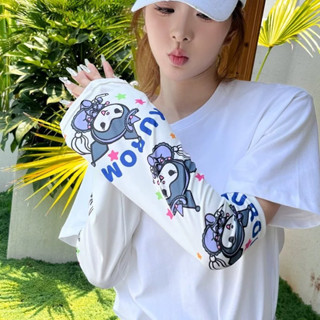 ปลอกแขน แบบยืดหยุ่น ผู้หญิง แขนยาว  ระบายความร้อน ป้องกันแสงแดด ลายการ์ตูนน่ารัก T11