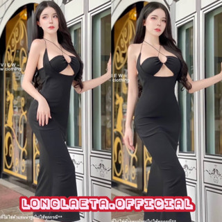 sexy dress เดรสยาว เดรสเซกซี่ ดีเทลช่วงอกเป็น2 ชิ้น จะผูกช่วงอก หรือใส่เป็นสายคล้องคอก็เก๋ งานป้าย rainbow