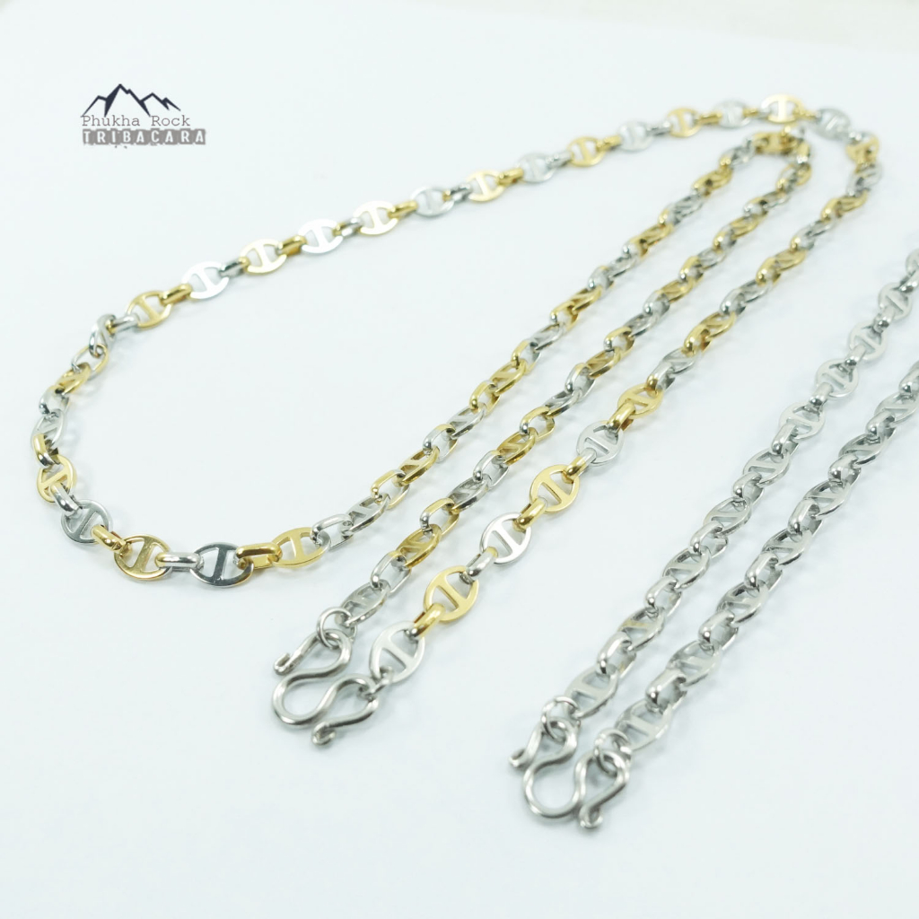 A13 สร้อยคอลายโซ่ ลายเทห์ๆ ขนาด 6 มม. ยาว 26 นิ้ว ห้อยพระ สร้อยสแตนเลสแท้ สร้อยพระ stainless necklace