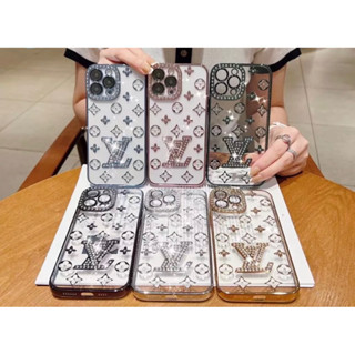 ~พร้อมส่งที่ไทย~ไม่ต้องรอ เคสใส หลุยส์ติดเพชร กันเลนส์กล้อง iphone 11  13 13pro 13promax 12 12pro 12promax