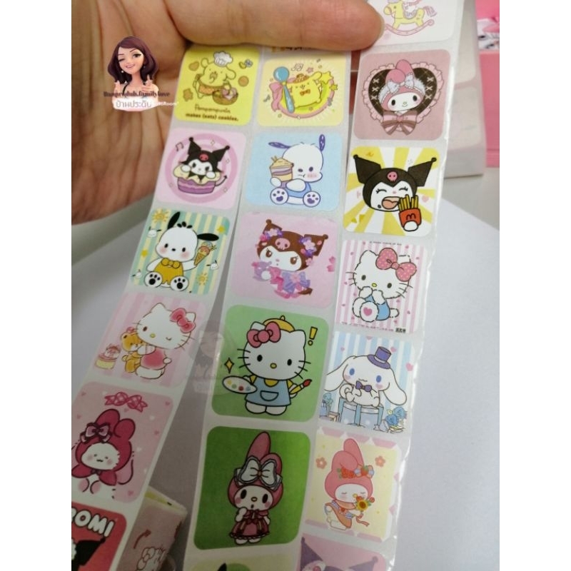 สติกเกอร์น่ารัก สำหรับตกแต่ง ขนาด2*2ซม สุ่มลาย 1ม้วนมี60ดวง 300ดวง ยกกล่องกด 24ม้วน