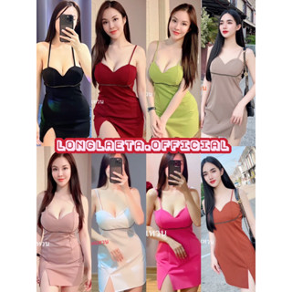 Sexy dress เดรสสั้น ทรงรัดรูป เซกซี่ ผ้าดีมาก ผ้าเทพหนา แต่งลายโซ่ใต้อก แซ่บมาก ชุดไปปาร์ตี้ DLM