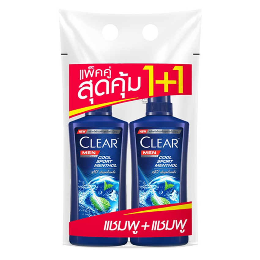 เคลียร์ เมน แชมพูขจัดรังแค คูล สปอร์ต เมนทอล 370 มล. X แพ็ค 2 ขวด CLEAR MEN SHAMPOO COOL SPORT370ML.TWINPACK