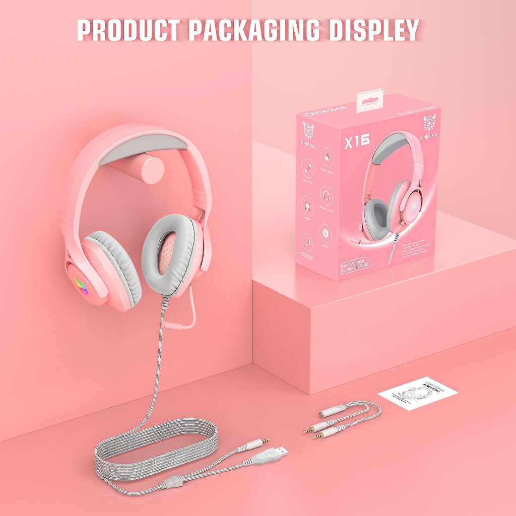 หูฟัง ONIKUMA X16 Wired Gaming Headphones RGB Surround Sound Stereo Headset With Mic For PC PS4 Xbox