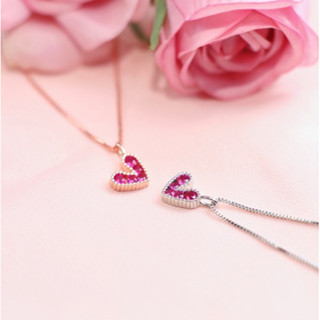 สร้อยคอ Crystal Red Heart Necklace เครื่องประดับ minimal