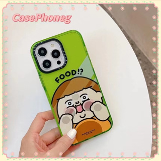 🍑CasePhoneg🍑ป้องกันการหล่น ขอบเต็ม iPhone 11 14 pro max เส้นขอบโปร่งใส การ์ตูน สาวน้อย สีเขียว case for iPhone 12 13