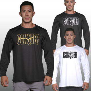 CONQUER เสื้อแขนยาวนักกล้าม  Men’s Bodybuilding Long Sleeve Athletic Gym Shirt