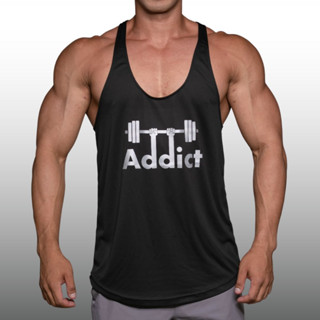 ADDICT เสื้อกล้ามเพาะกายทรงคลาสสิค Bodybuilding Dry Fit Gym Tank Top