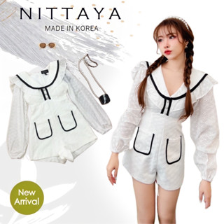 ราคาถูกที่สุด!! NITTAYA จั้มขาวแขนยาวแขนยาวลูกไม้