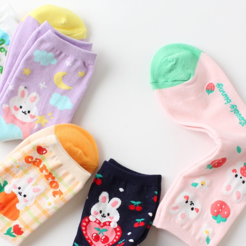 [พิมพ์โค้ด CHAC11 ซื้อ 300.- ลด 60.-] Chacha socks - ถุงเท้าข้อยาว lovely bunny แบรนด์ kikiya ถุงเท้าเกาหลี