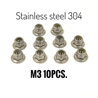 M3 Stainless steel nylon lock hex flange nuts น็อตสแตนเลส 304 M3 10 pcs.