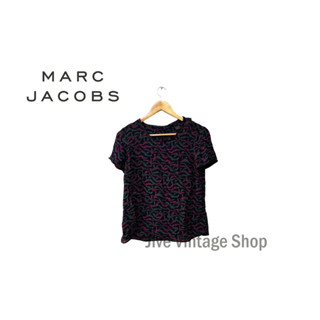 MARC BY MARC JACOBS เสื้อผ้า silk ผู้หญิง ผูกโบว์ด้ทนหลัง พิมพ์ลายกราฟฟิคเล็ๆ น่ารัก ไซส์ XS มือสอง สภาพดี จากตุ้ญี่ปุ่น