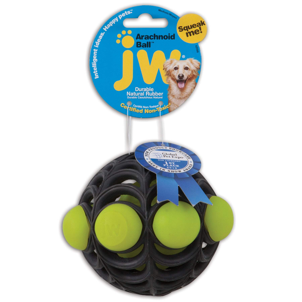 JW: Arachnoid Ball Dogs Toy บอลยางแมงมุม ชนะรางวัลดีไซน์ยอดเยี่ยม บีบมีเสียง สอดขนมได้รอบ