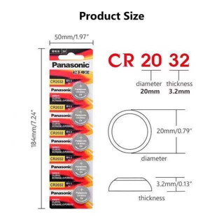 Panasonic ถ่านกระดุม lithium CR2032 / CR2025 /CR2016 3V(1 แพ็ค 5 ก้อน)