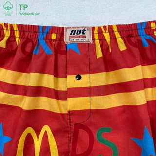 ลาย F049 บ๊อกเซอร์ (FREESIZE) Nut Boxer ผ้าเชิ้ต ไม่มีตะเข็บ ผ้าคอตตอน100% ​cotton​ กางเกงบ๊อกเซอร์ทรงเกาหลี