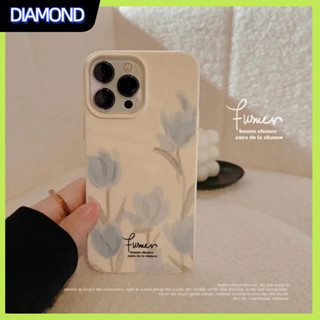 💲คูปองเคลม💲เคสไอโ case for iphone 11 12 ทิวลิปสีน้ำเงิน เรียบง่ายและมีสไตล์ เคส 14 13 12 11 pro max ทนต่อการขีดข่วน