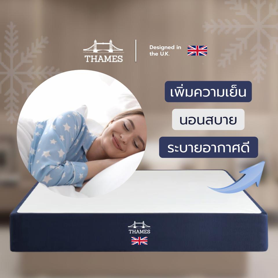 Thames ที่นอนเมมโมรี่โฟม Memory Foam รุ่น Puna หนา 4 นิ้ว  ผสมคูลลิ่งเจลไม่กักเก็บความร้อน ระบายอากาศได้ดี