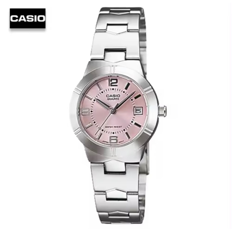 นาฬิกาข้อมือผู้หญิง  Casio สายสแตนเลส รุ่น LTP-1241D-4ADF สีชมพู