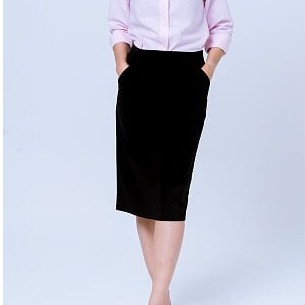 กระโปรงปิยารัตน์ กระโปรงทรงตรง 2 กระเป๋า ผ้านาโน สีดำ ไซส์ S,M,L,XL,2XL,3XL,4XL, 5XLยาว 24 นิ้ว skirt