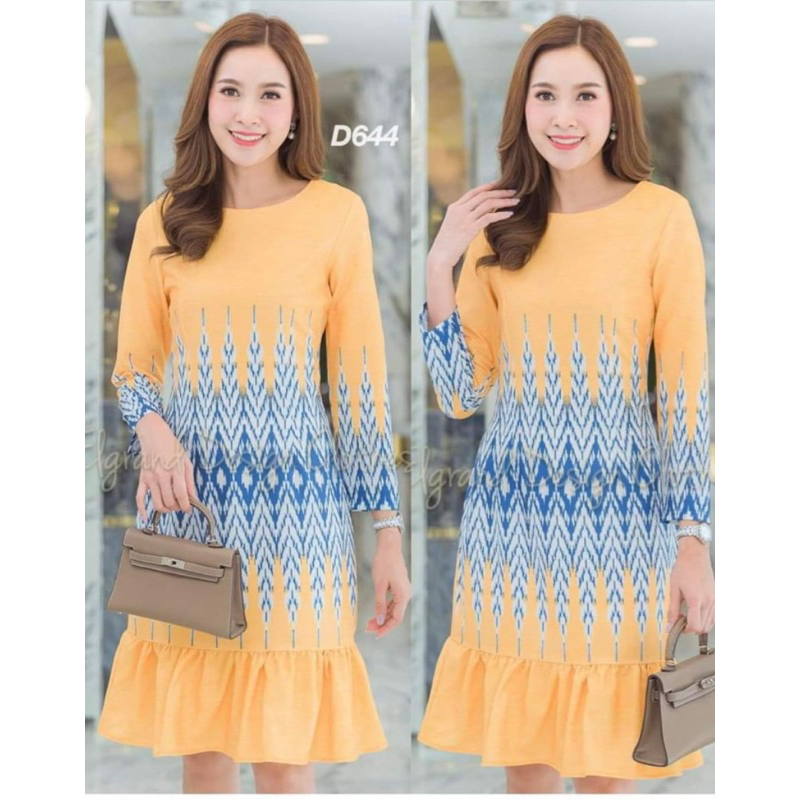 A6ชุดเดรสผ้าไทย ชุดเดรสแฟชั่น สวยๆ ป้าย Elgrand