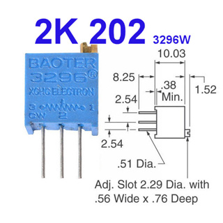 (5ชิ้น)VR เกือกม้า 2 Kohm (202) 3296W Trimpot Variable Resistor (Trimmer Potentiometer)