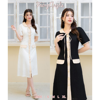 fairyangelstore - เดรสยาวคอบัวตัดขอบครีม (FY1199) #พร้อมส่ง #เดรสทำงาน #เดรสแฟชั่น #เดรสสวย #เดรสออกงาน #เดรสน่ารัก