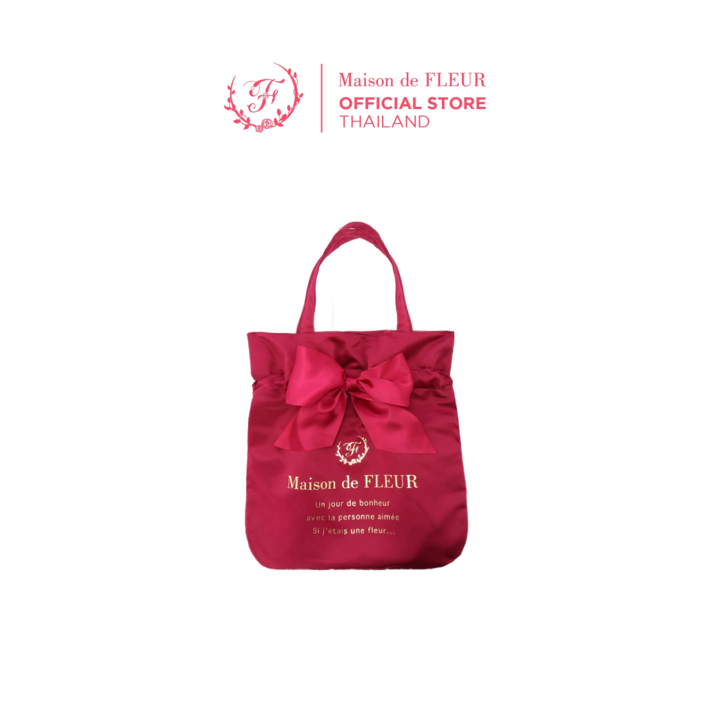 Maison De FLEUR - Ribbon Tote Bag AW19 กระเป๋าผ้าซาติน โบว์เดี่ยว สีสวย ดีไซน์น่ารัก ไซส์ใหญ่