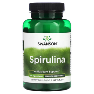 สาหร่ายสไปรูลิน่า Spirulina 500 mg 180 Tablets, Swanson