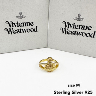 SALE! Vivienne Westwood ring น่ารัก วิเวียน Size M แหวน น่ารักมาก ของแท้ สีทอง มินิมอล ของขวัญ ผู้หญิง วาเลนไทน์