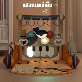 LionToys เพลยิม เพลยิมเปียโน3in1 เพลยิมโมบาย ลายการ์ตูนน่ารัก มีไฟมีเสียง ที่นอนเด็ก รถหัดเดินเด็ก