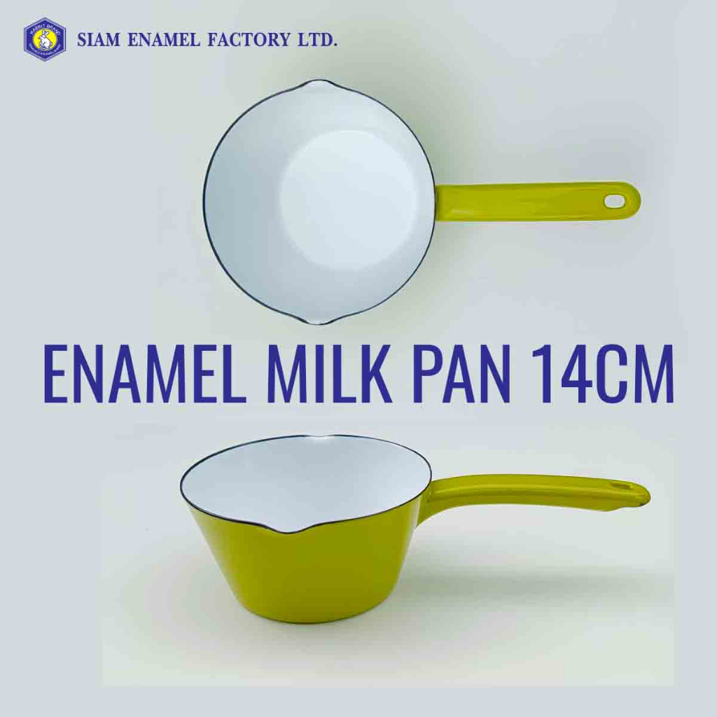 หม้อด้ามจับเคลือบอีนาเมล Enamel Milk Pan หม้อเตาแม่เหล็กไฟฟ้า  ขนาด 14cm