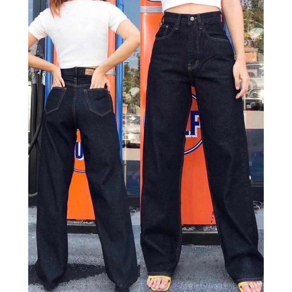 RittaJeans มีบิ๊กไซต์ S-4XL กางเกงทรงกระบอกขาตรง วินเทจ เอวสูง เก็บพุง เก็บทรง